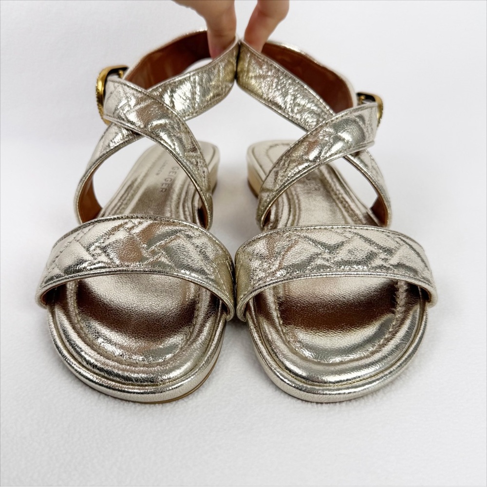 Kurt Geiger Metallic Silver Quilted Strap Sandals - Picture 3 of 10